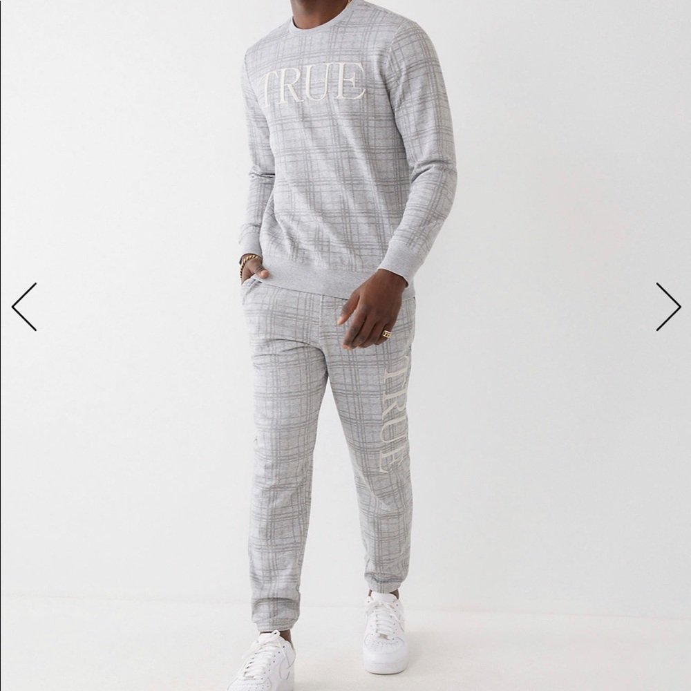 Mens 2Pc.True Religion Plaid Sweatsuit, Authentic